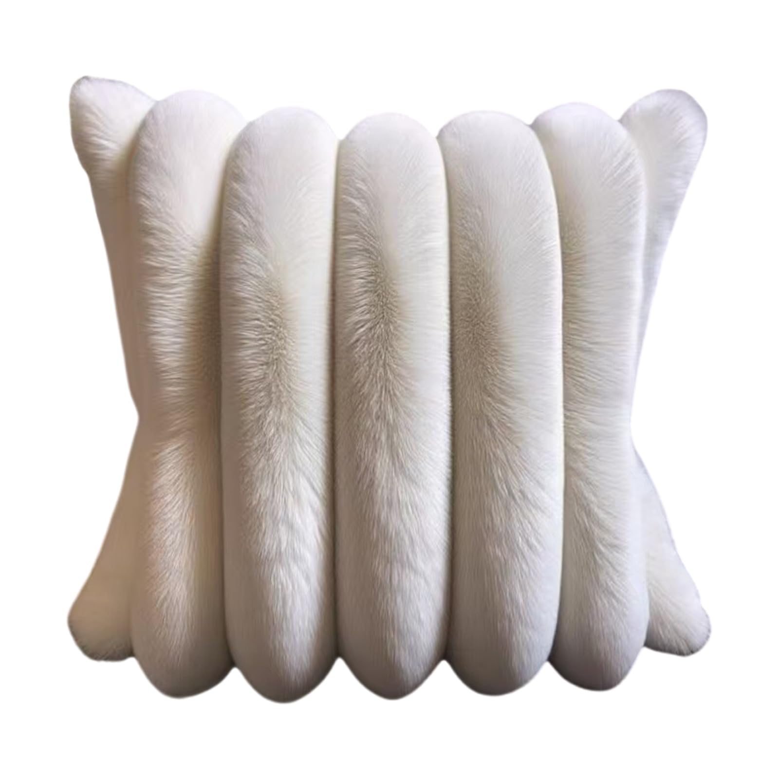 Kalttoy White Imitation Pillow Case With Stripes, Machine Washable Home Styling Imitation Rabbits Hair Pillow Cover