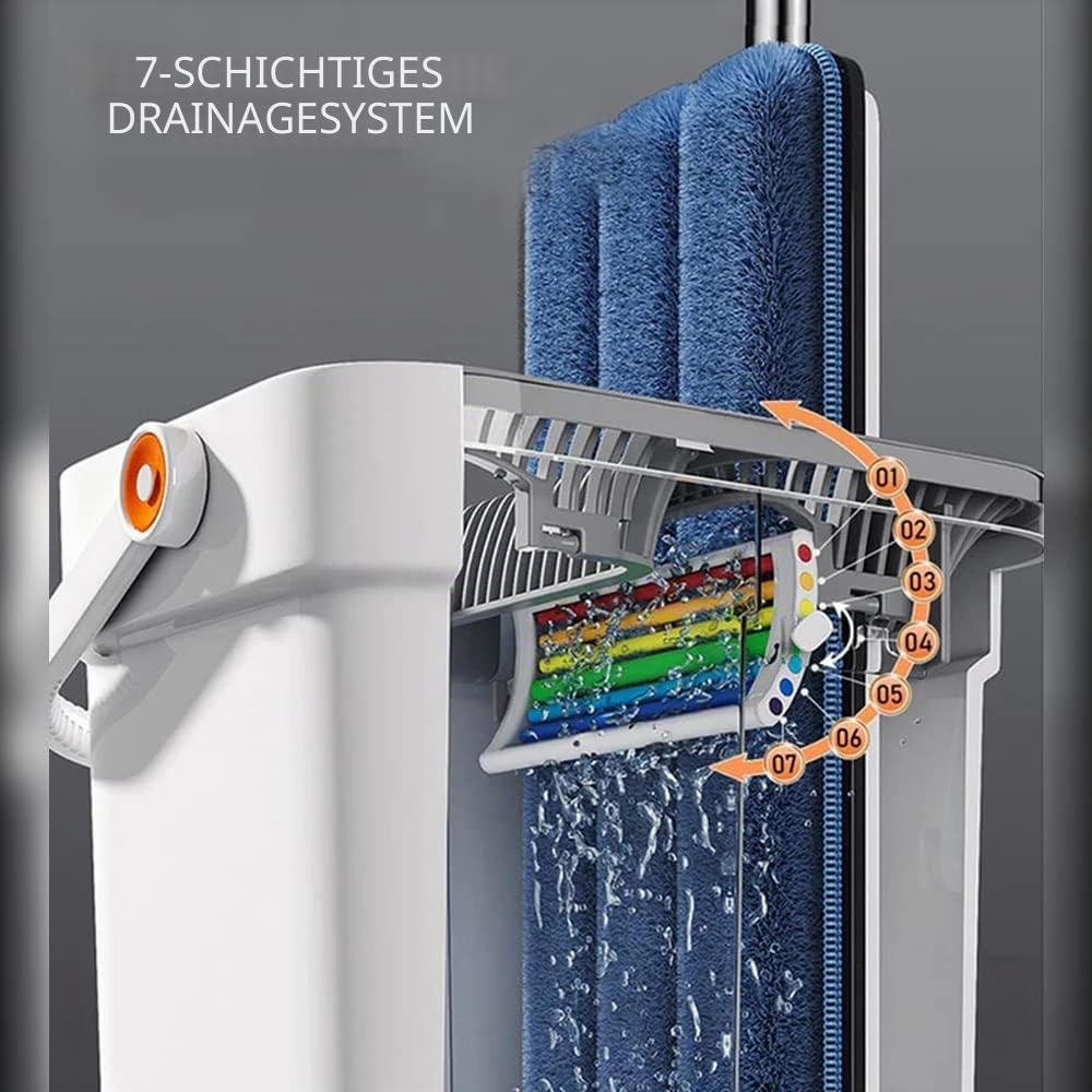 JOYBOS Handmopp mit Abtropffläche und Mikrofaser-Pads