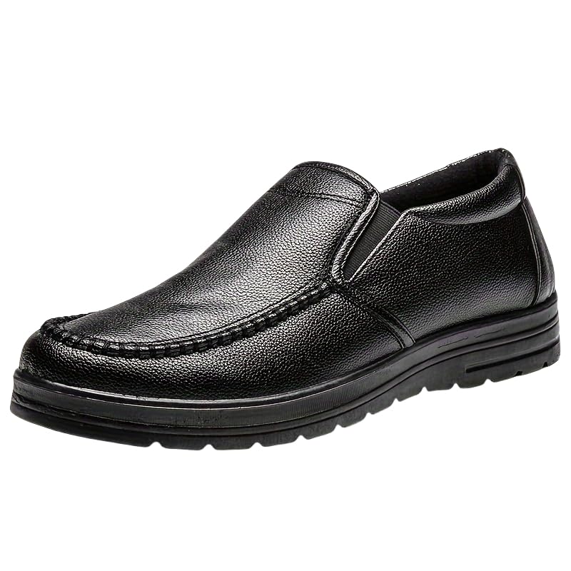 Men's Vintage Solid Colour Slip On Loafer Shoes, Comfy Non Slip Casual Durable Formal Shoes for Men's Outdoor Activities