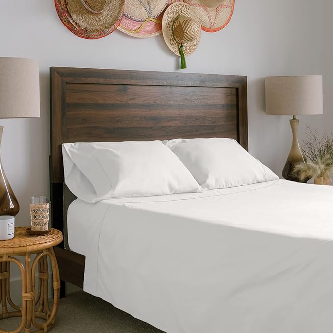 Jennifer Adams Essentials California King Sheet Set - 4 Piece Microfiber Sheets & Pillowcases - Wrinkle-Resistant - Breathable - Deep Pockets up to 16? (White, California King)