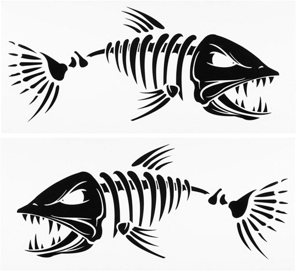inflatable paddle boards 2 Pieces Fish Teeth Mouth Stickers Skeleton Fish Stickers Kayak Accessories Fishing Boat Canoe Kayak Graphics Accessories vacation must haves ( Color : Color1 , Size : 1set )