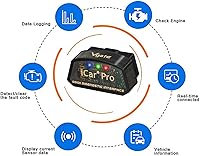Vista 3 de Vgate iCar Pro BT3.0 OBD2 escáner lector de código Bluetooth herramienta de escaneo de diagnóstico para Android y Windows compatible con adaptador