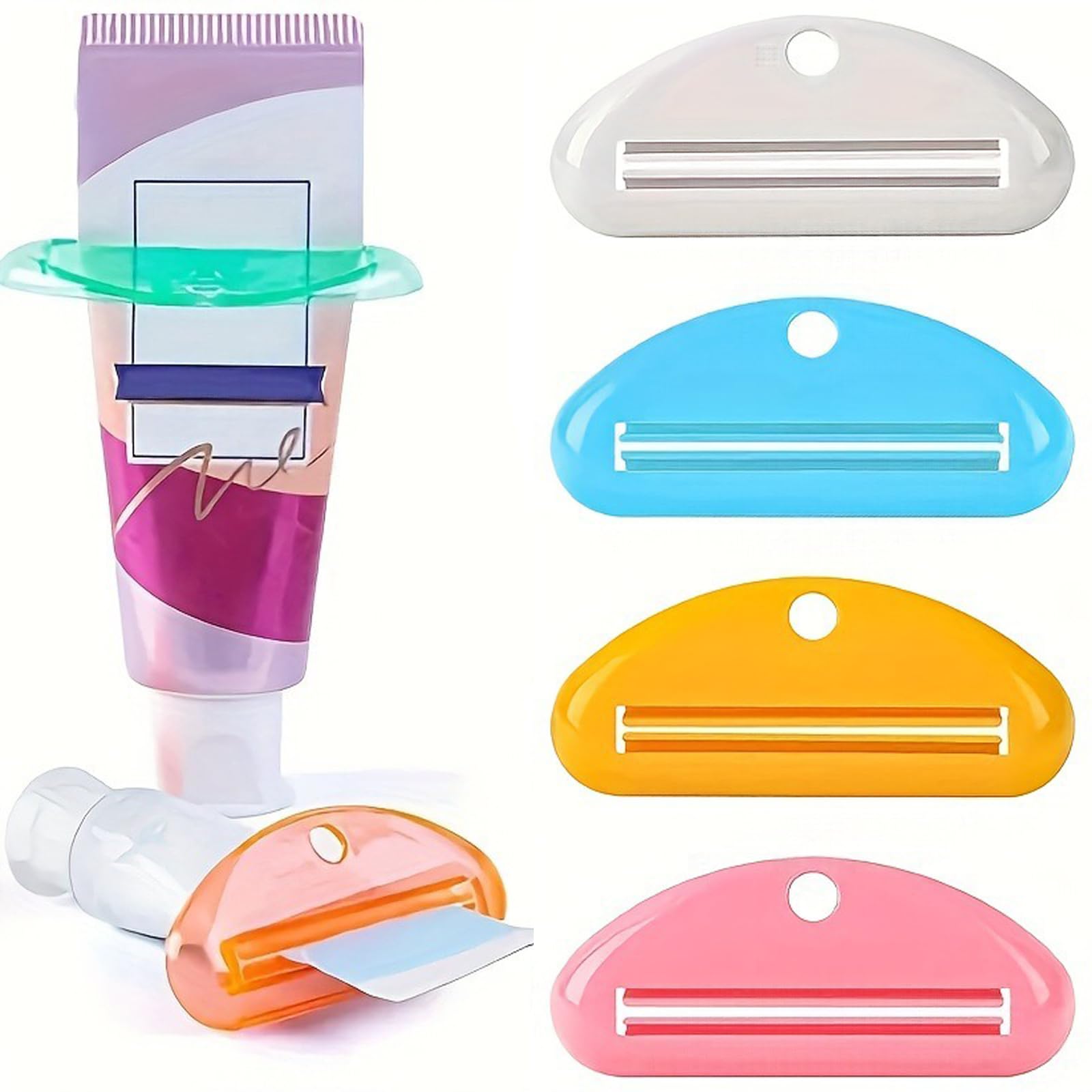 Lot de 4 presse-tubes de dentifrice, pinces à dentifrice, pinces à dentifrice, presse-tube multifonctionnel, pour dentifrice, nettoyant pour le visage, crème pour les mains, cosmétiques