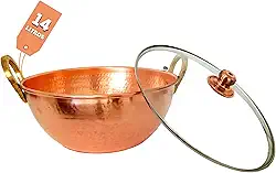 Tacho De Cobre Puro 14 Litros com Tampa de Vidro