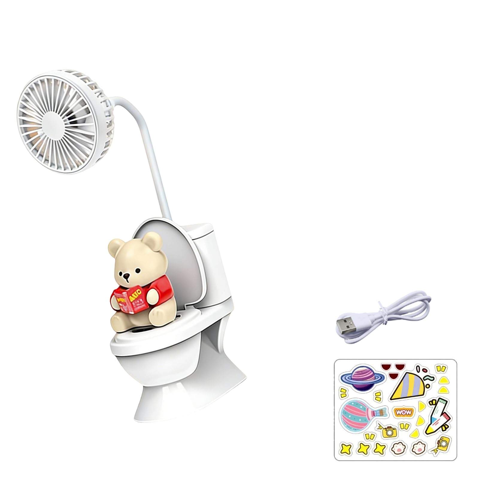 Elnwnnkc Toilet Shape Desktop Fan USB Rechargeable Desk with Quiet Motor for Indoor Outdoor Use Cooling Tool Low Noise Bedroom