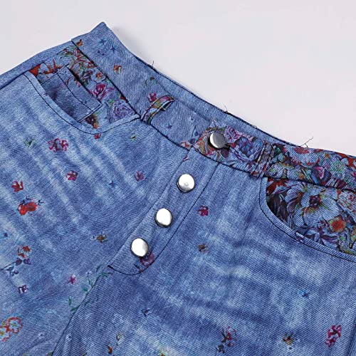 Duowei Womens Dress Women's Long Multiple Choice Printed Casual Loose Pants Comfortable Micro Stretch Yoga Pants For Women Blue #TOP6