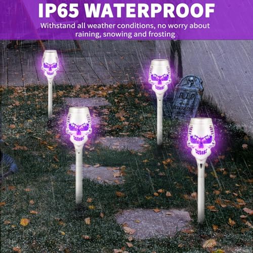 Luz de cráneo de antorcha solar con efecto llama para Halloween 3
