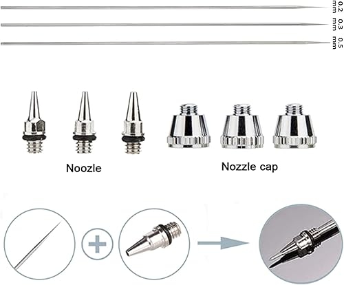 Miniatura 8 de Nasedal Kit de aerógrafo multiusos de doble acción con mini compresor de 0.012 in aerógrafo para arte de uñas, pasatiempos, manualidades, decoración