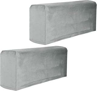 BESPORTBLE 2pcs Stretch Fabric Sofa Armrest Covers Armchair Arm Covers Anti-Stain Washable Furniture Protector (Grey)
