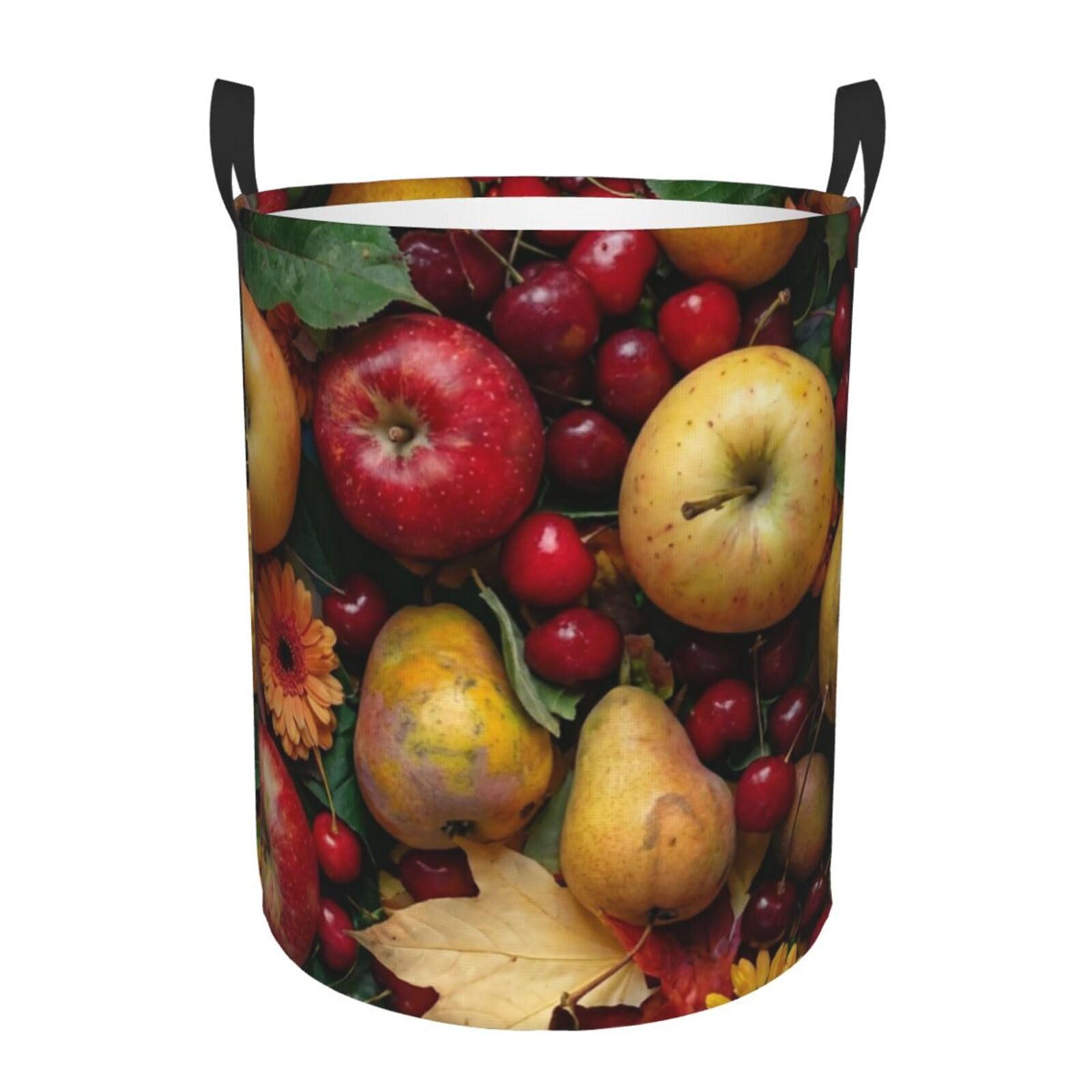 Laundry Basket Large Collapsible Laundry Hamper with Handles Fruits and Berries Laundry Basket Waterproof Freestanding Dirty Clothes Hamper for Bedroom Bathroom Dorm