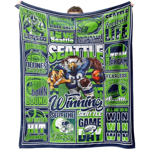 Cozy Flannel Throw Blanket 60x50 Inch Football Pattern Single Layer Lightweight Soft Blanket Ideal for Couch Bed Sofa Nice Gift for Sports Enthusiasts
