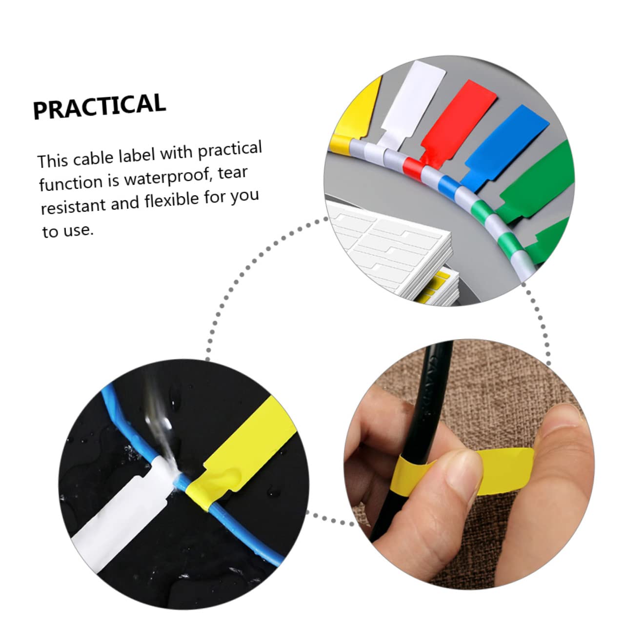 OSALADI 36fogli Etichette Adesive Per Cavi Impermeabili e Resistenti Etichette Stampabili Per Gestione Cavi Elettronici Organizzazione Facile e Flessibile Adatte Per Ufficio e Casa