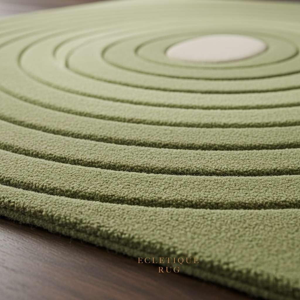 Hand Tufted Abstract Area Rug 100% New Zealand Wool High Pile Cotton Backing Green Modern Living Room Carpet (9X12 ft)