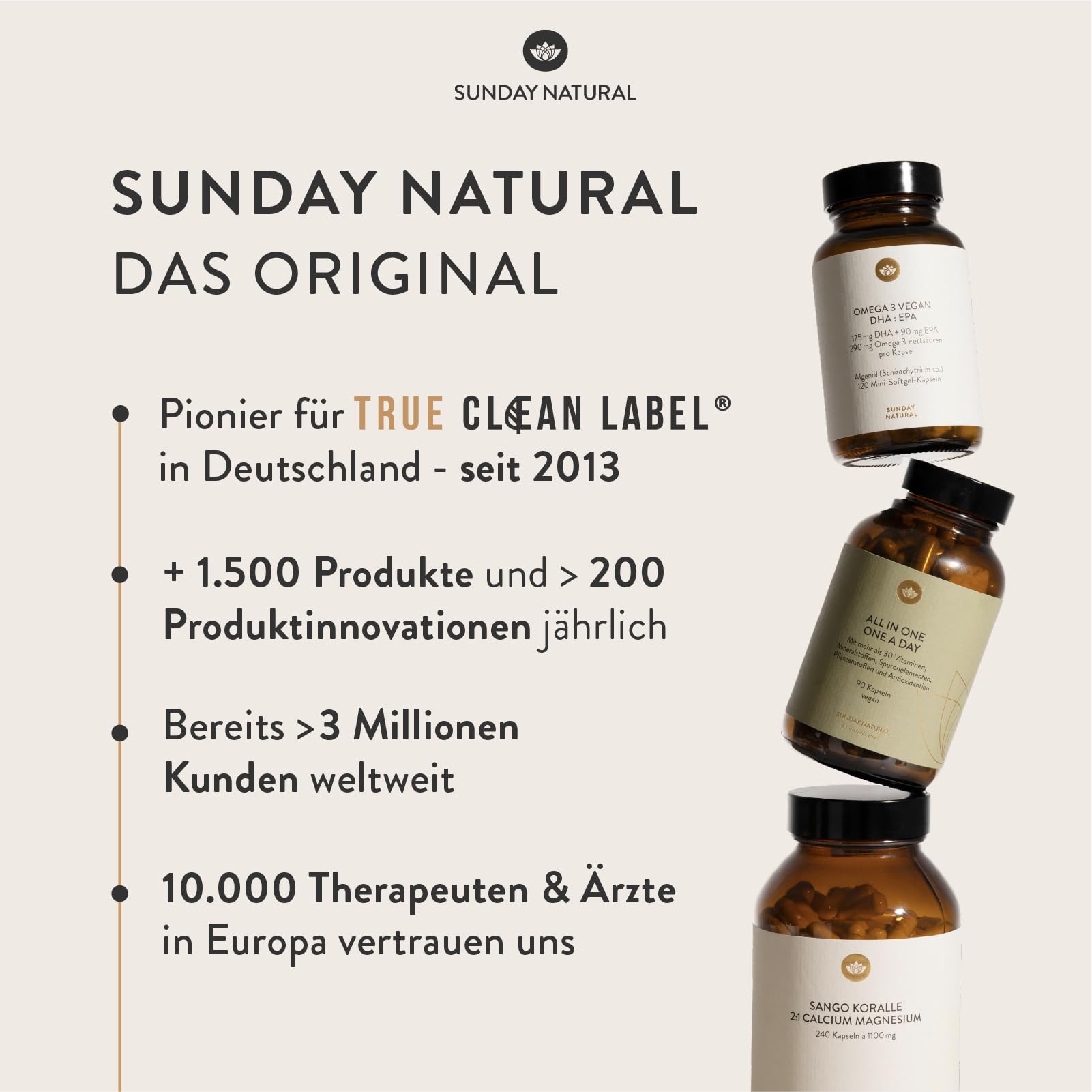 SUNDAY NATURAL® Kollagen Pulver SunGlow® Pure – 452g – Premium Collagen Pulver mit Vitamin C – Bioaktives Kollagen Hydrolysat – Hergestellt aus Kollagen Typ 1 & 3 – Exzellente Löslichkeit – Neutral