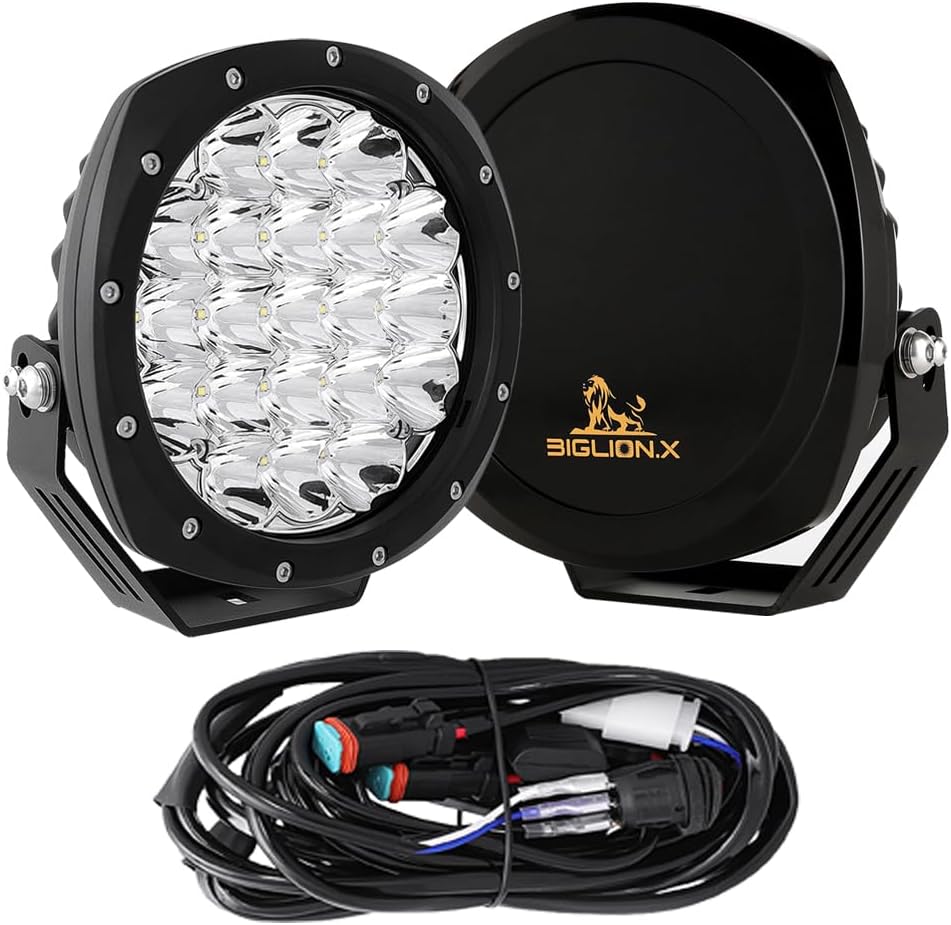 BIGLION.X 5 Inch Pair 160W Amber Round LED Offroad Lights 18800LM Amber Yellow OffRoad Lights Super Bright Amber Driving lights Fog Lights Waterproof IP68 Light Bar for Trucks Pickup 4x4 SUV ATV UTV