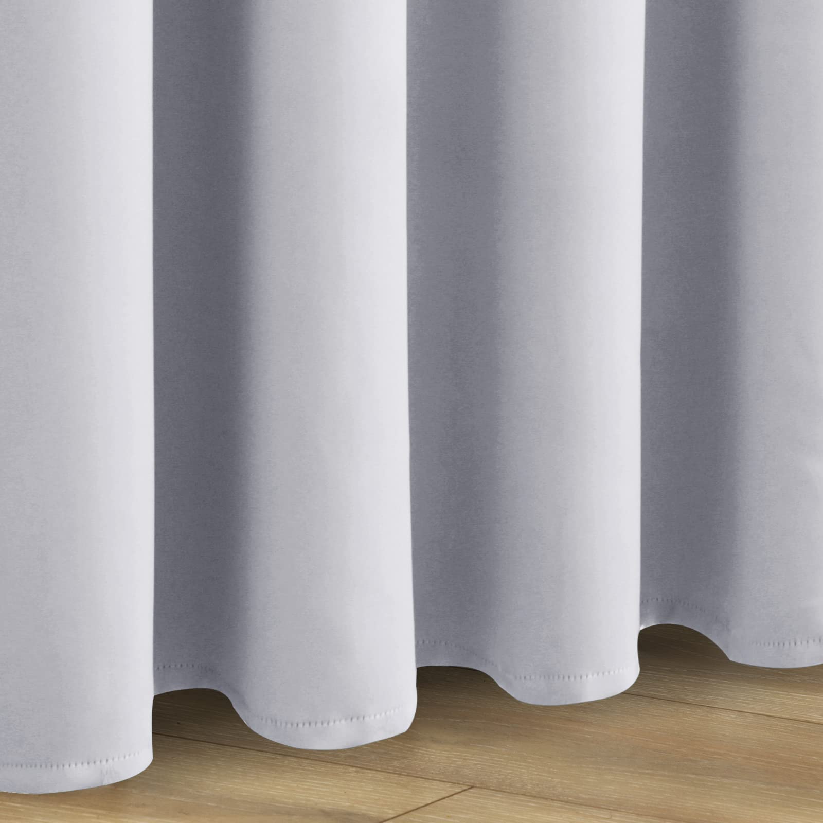 JIUZHEN Opaque Blackout Curtain with Curtain Ties Curtains Eyelet Curtain for Bedroom Living Room Grey White Pack of 2 215 x 132 cm (H x W) - Image 4