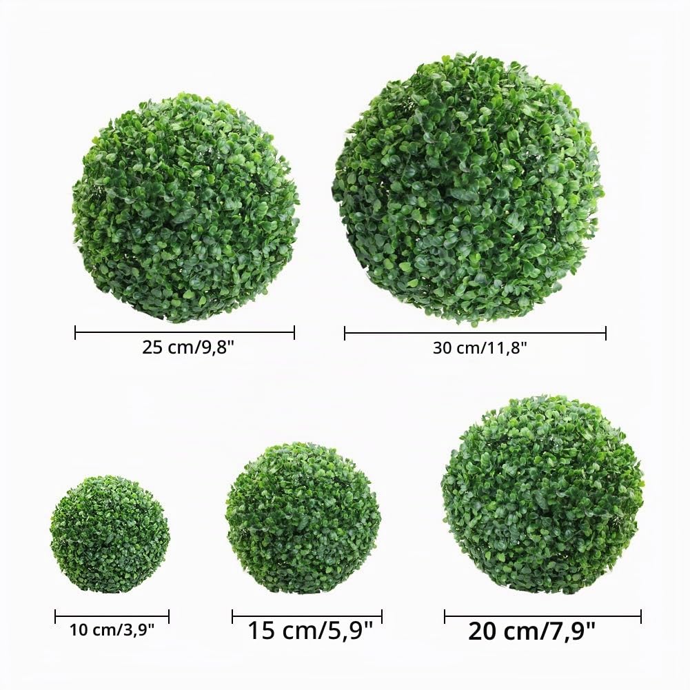 Greensen Palline di Bosso Verde Piante Artificiali Decorazione Palla di Bosso Effetto Foglia Pianta Palla Decorazione del Giardino Palline di Bosso di Plastica per Balcone Sala Feste (30
