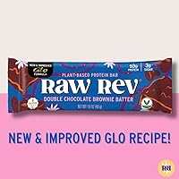 Vista 6 de Raw Rev Vegan Protein Bars- Double Chocolate Brownie Batter, 12 bars, Non-GMO, Plastic-Neutral, Nothing Artificial, Glo Formula, Gluten-Free