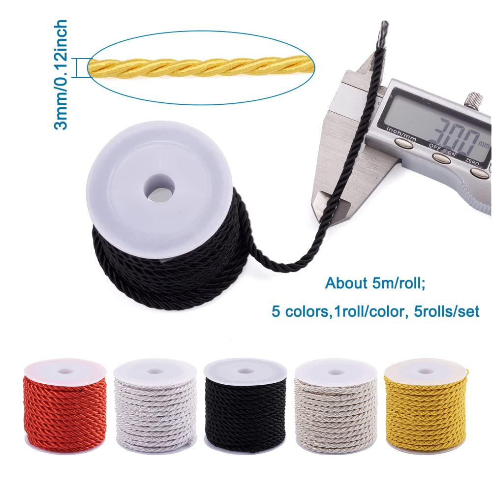 Lot De 10 Rouleaux De Cordons Ronds En Polyester Avec Bobine