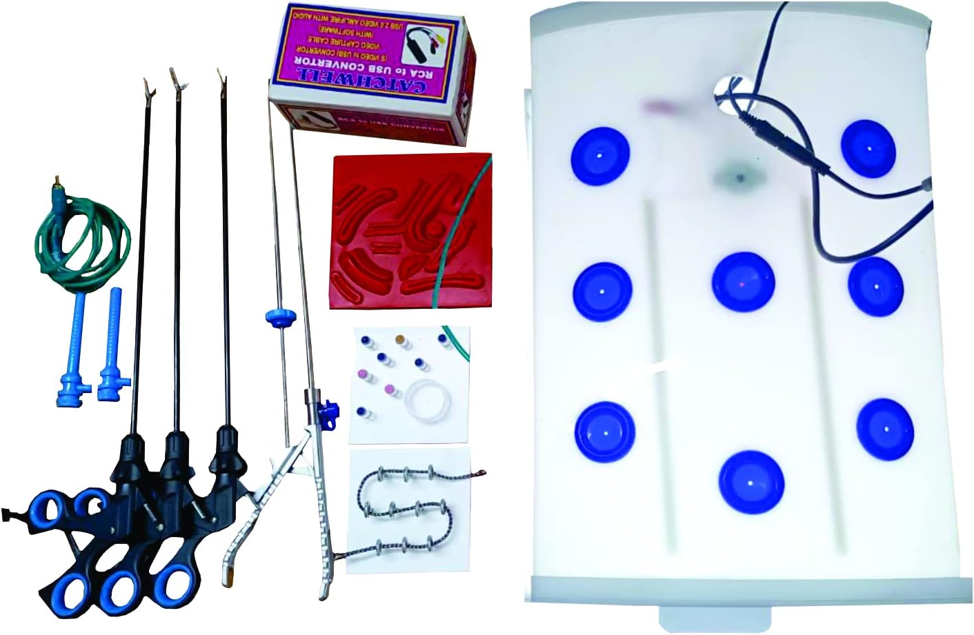 Krokio - Laparoscopic Endo Trainer Instruments Set for Laparoscopic Virtual Video Endo training with Instruments Kit (RECTANGULAR SHAPE)