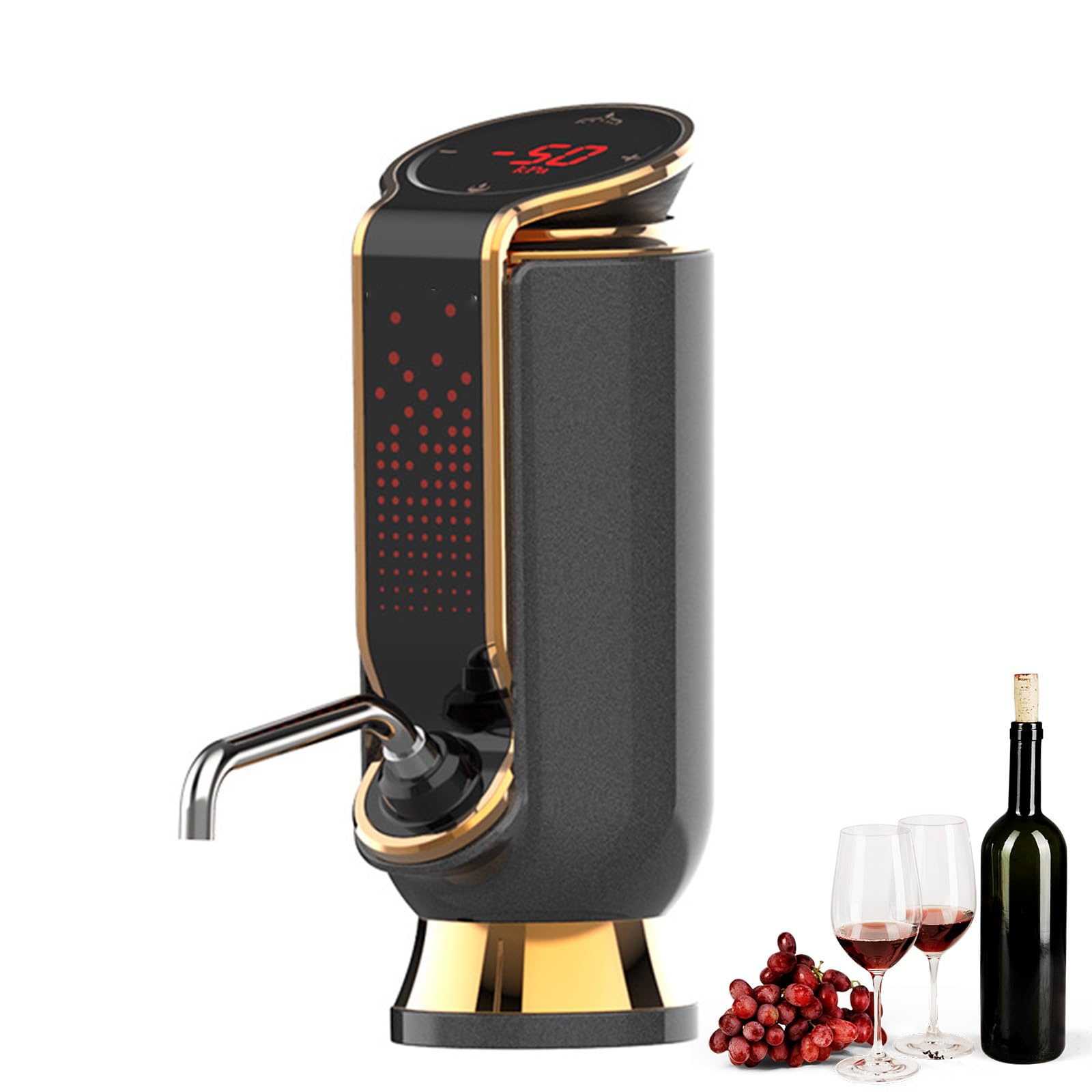 Weinbelüfter Spender, wiederaufladbarer automatischer Konservierer mit LED-Anzeige und einstellbarer Dosierung, kompatibel mit den meisten Flaschen