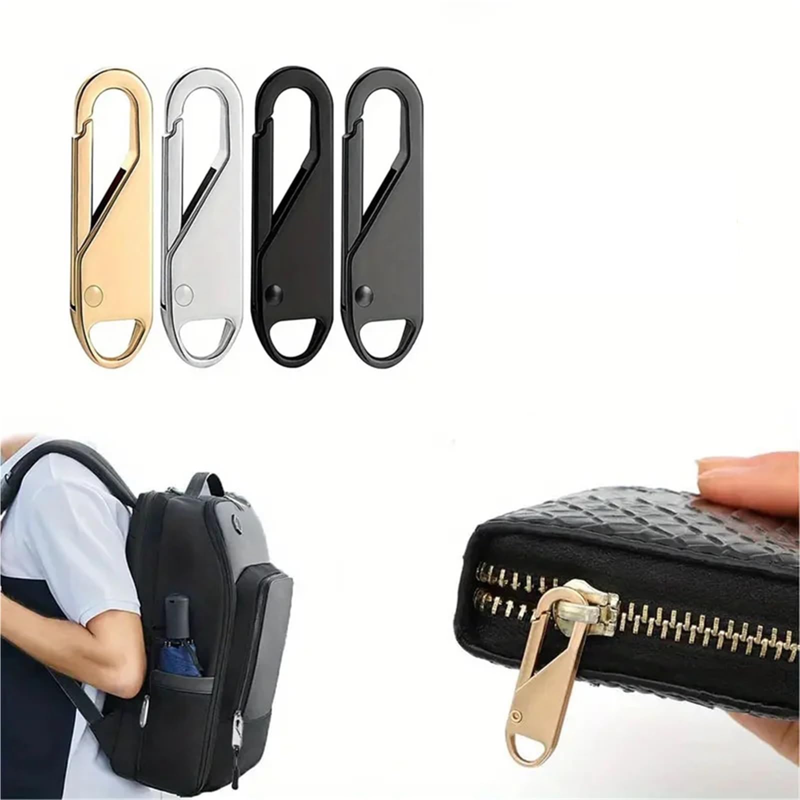 Reißverschlussschieber, 100 Stück, sofortige Reißverschluss-Reparaturtasche, Ersatz, schlechte Schnalle, Reisetasche, Koffer, Reißverschluss, Kopf, DIY, Nähen, Handwerk (Grau, Metall)