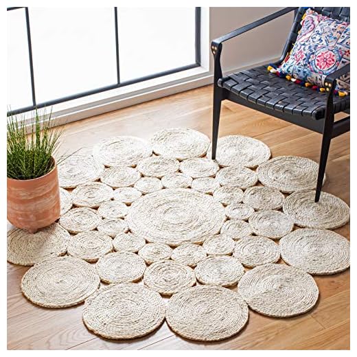 SAFAVIEH Natural Fiber Round Collection 3' Round Ivory NF363B Handmade Boho Charm Farmhouse Jute Area Rug