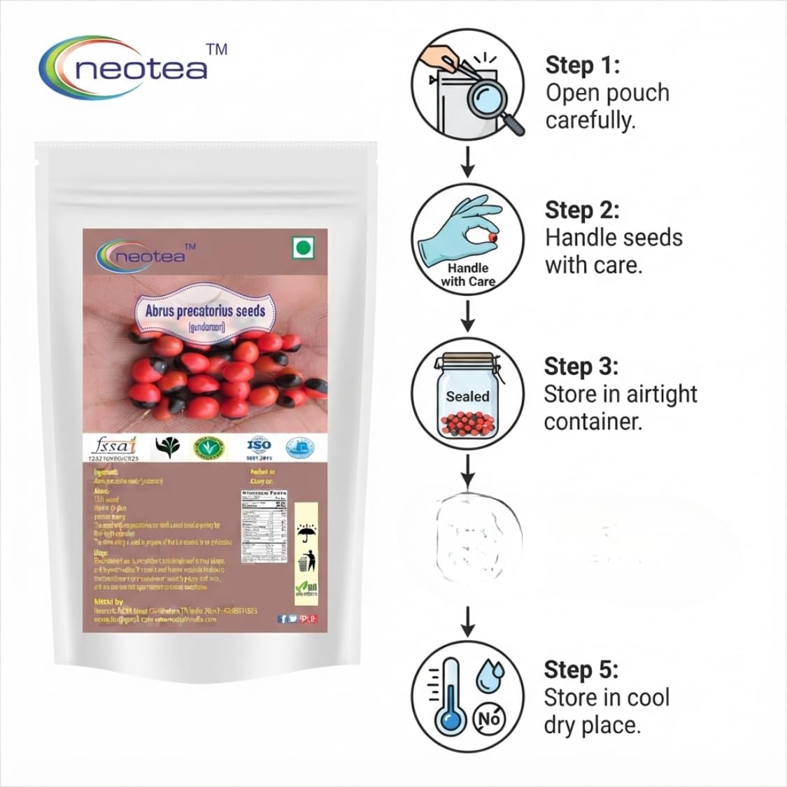 Neotea Abrus Precatorius Seeds, Gundumani, Gaunchi, 100 G
