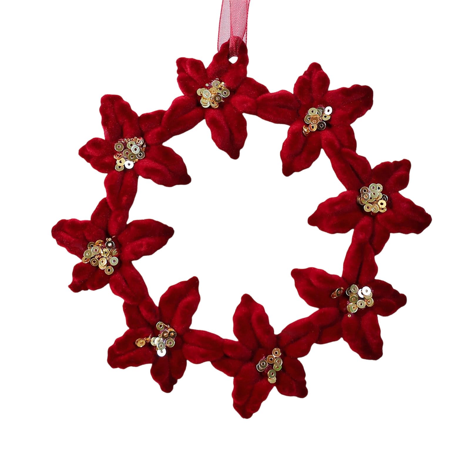 Shatterproof Christmas Tree Decoration Sequins Velvety Deer/Butterfly/Snowflake/Wreath Pendant for Holiday Tree Mantels Home DecorationChristmas Bowknot Christmas Hanging Decoration