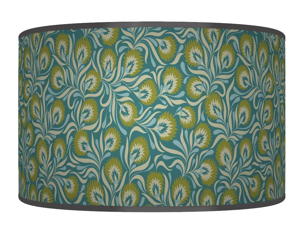 New Floral lampshade Blue Green Handmade Ceiling Light Drum Lamp Shade Handmade Floor or Ceiling Pendant Light Shade dz236 (35cm(14")