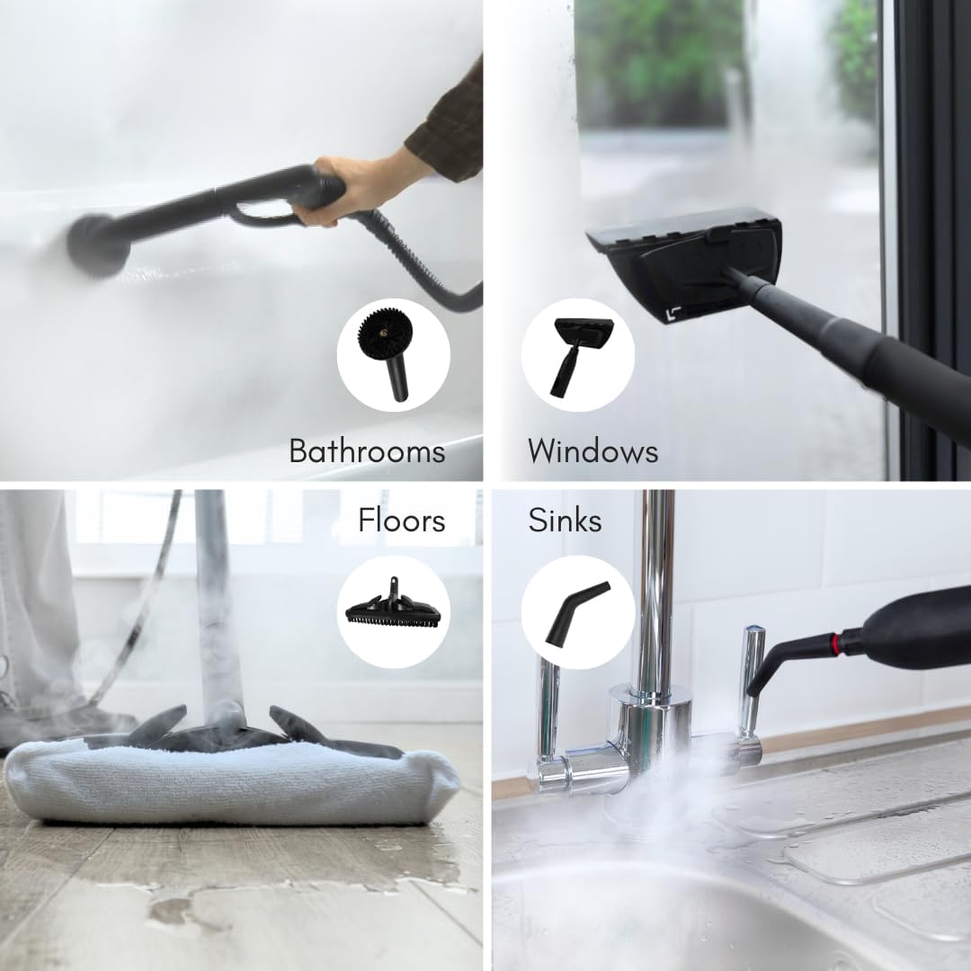 Ewbank 1800W Steam Cleaner, with attachments, Carpets, Tile, Floors, car, Upholstery, Bathroom, Kitchen, Windows, Grout