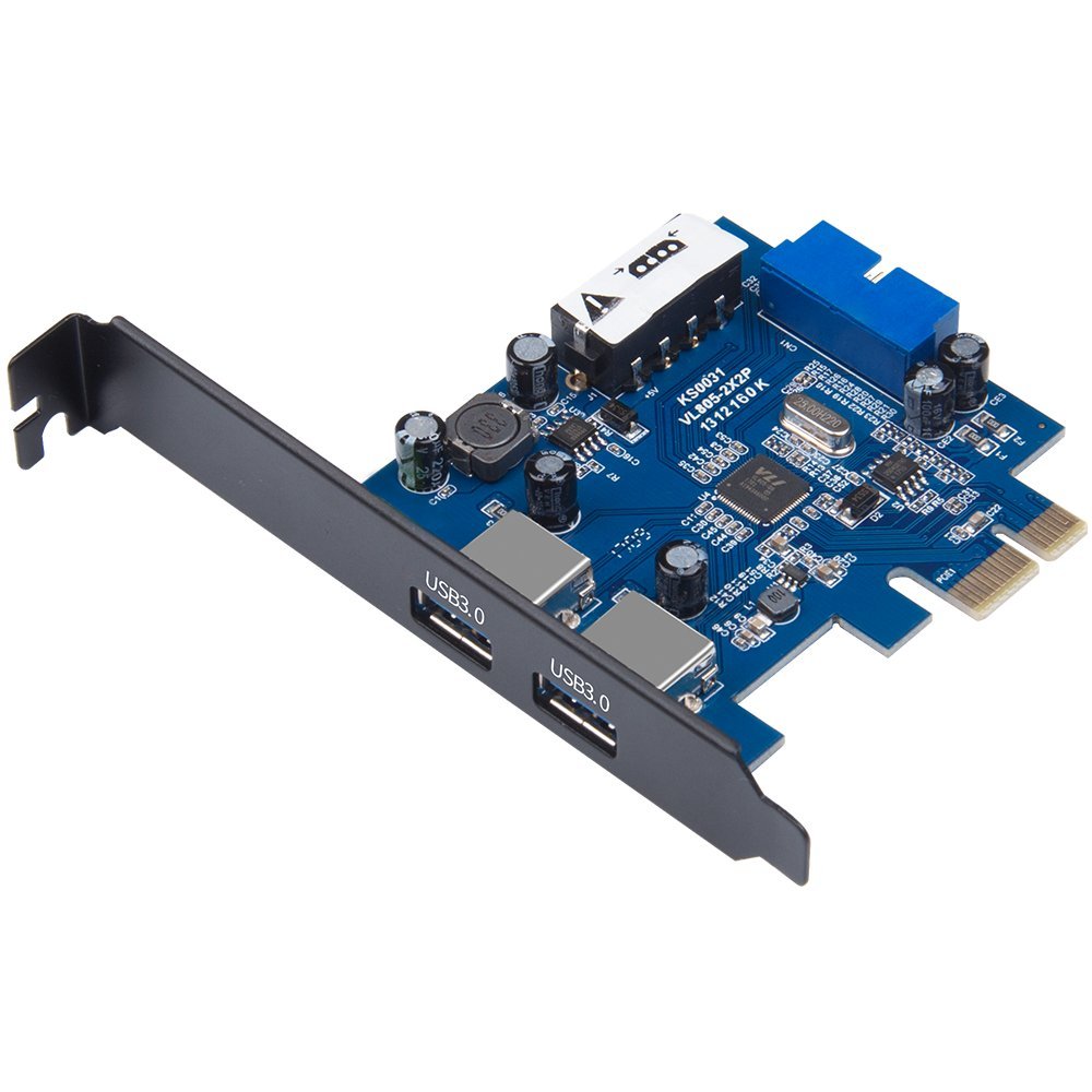 KINGSHARE USB 3.0 2 Port PCI Express Card, with 1 20Pin Connector and 5V 4 Pin Male Power Connector