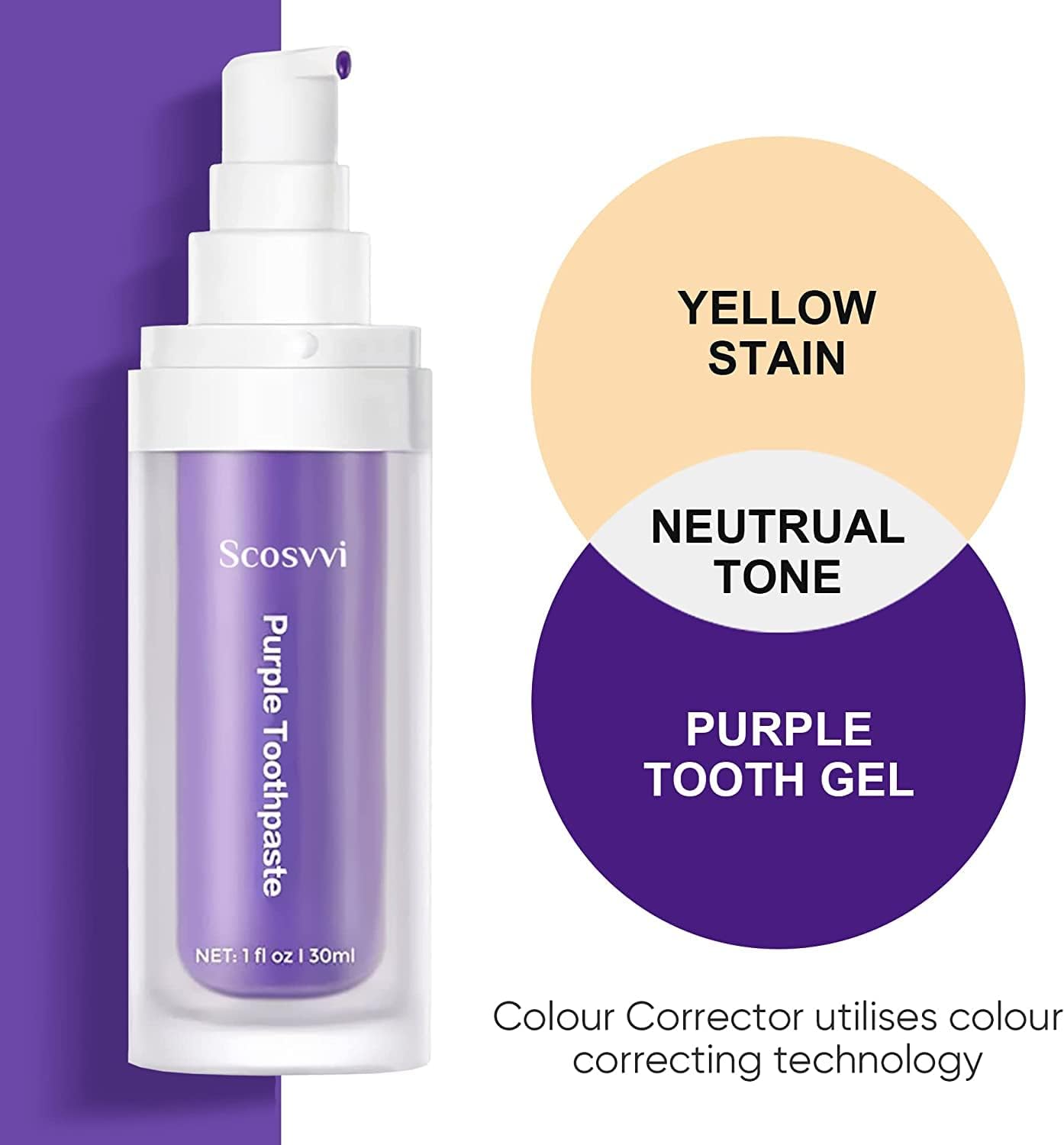 Purple Toothpaste for Teeth Whitening, Color Corrector Toothpaste, Purple Teeth Whitening Toothpaste, Teeth Whitening Booster, Purple Whitening Toothpaste, Teeth Whitener, Tooth Stain Removal