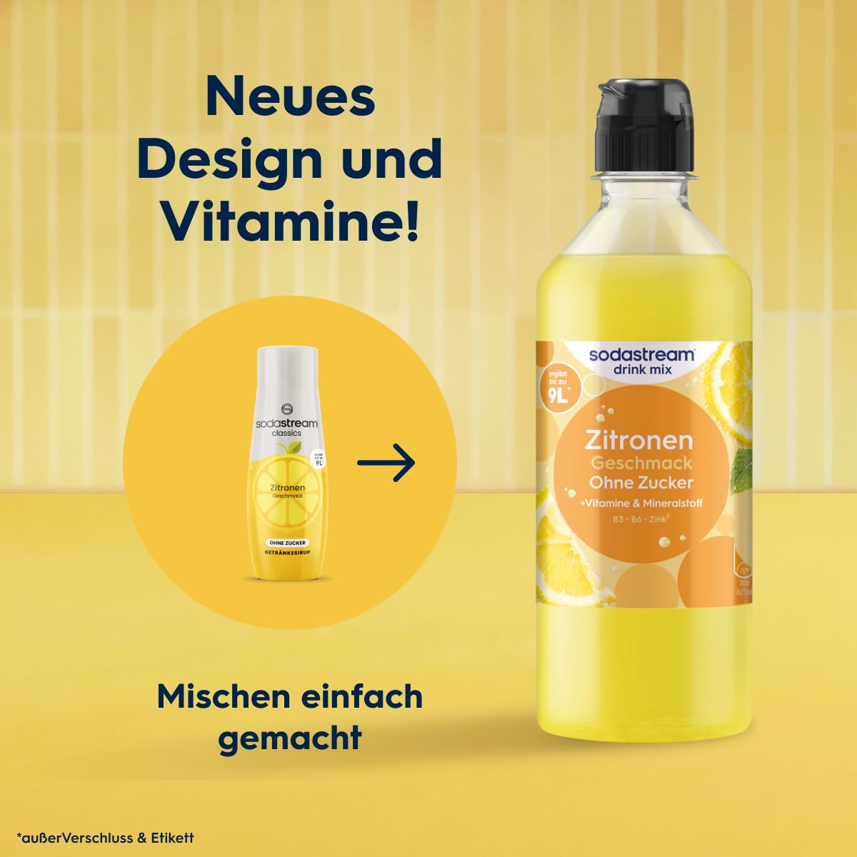 Sodastream drink mix Zitrone ohne Zucker – zuckerfreier Sirup für gesprudeltes & stilles Wasser, 4er Pack (4 x 440 ml), mit Vitamine & Mineralstoff, ergibt bis zu 9L Fertiggetränk
