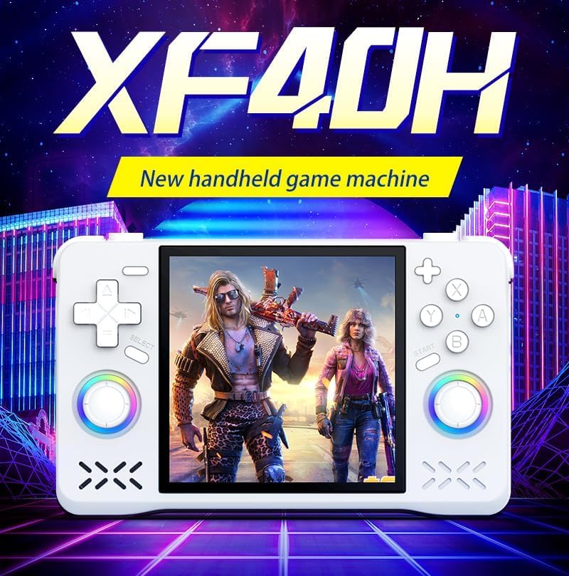 Image of XF40H Handheld Game Console, 64GB Retro Gaming Device with 4.0 Inch 4K HD IPS Screen, 20000+ Preloaded Games, Linux System, Inbuilt WiFi (Blue)