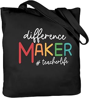 CARAKNOTS Teacher Appreciation Gifts for Women Black Teacher Bag Teacher Gifts from Students Canvas Tote Bag for Teachers Christmas End of Year Graduation Gifts for Teacher