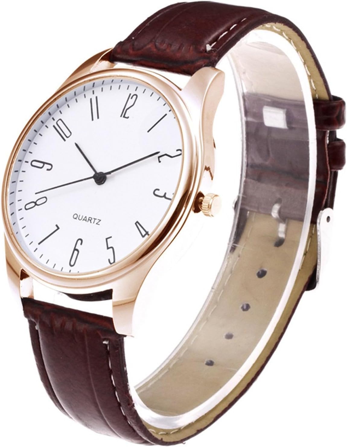Watch Business Fashion Leather Quartz Wrist Mens Men's Watch Wind up Watches for Women No Battery