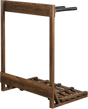 MyGift 4-Ft Tall Rustic Burnt Wood Freestanding Vertical Surfboard Rack, Wakeboard SUP Paddleboard Storage Rack - Holds up to 4 Boards