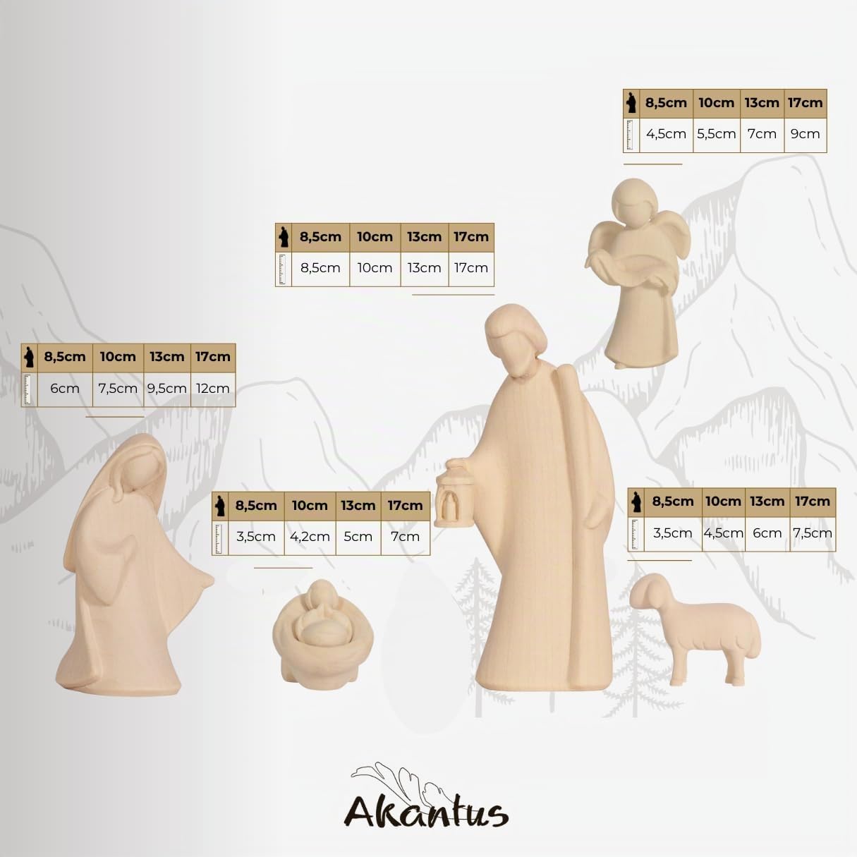 Akantus Krippe Leonardo Krippenfiguren: 8er Set (10 cm)