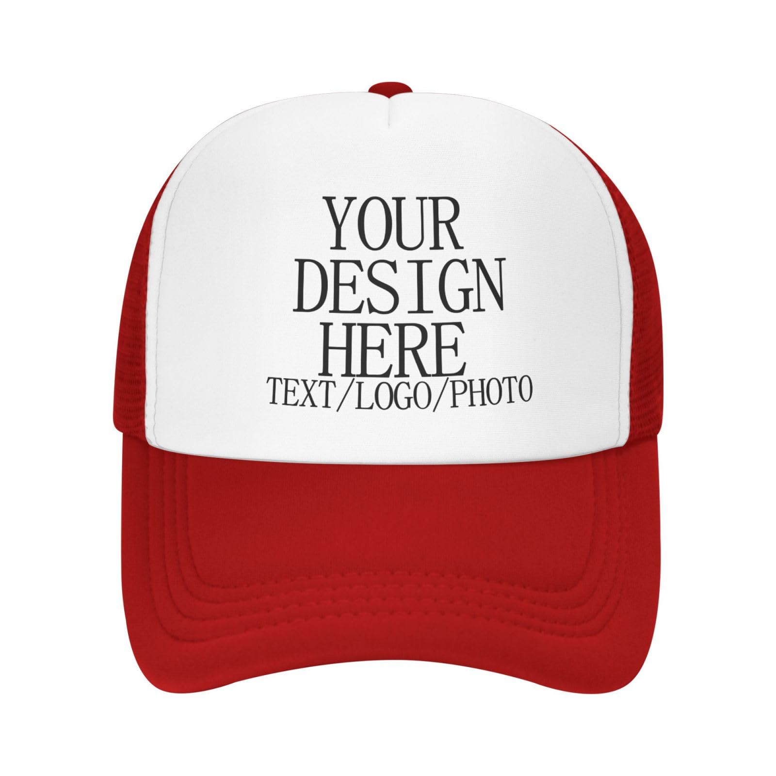 Bulk Custom Baseball Cap with Logo Photo Personalised Hat Mesh Trucker Cap Breathable Sun Protection Customised Gifts for for Men Women Outdoor Sports Funny Fitted Cap Travel-Friendly