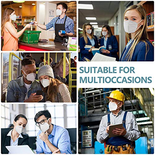 KN95 Face Mask 20Pcs, Included on FDA EUA List, 5 Layer Design Cup Dust Safety Masks, Breathable Protection Masks Against PM2.5 Dust Bulk for Adult, Men, Women, Indoor, Outdoor Use, White