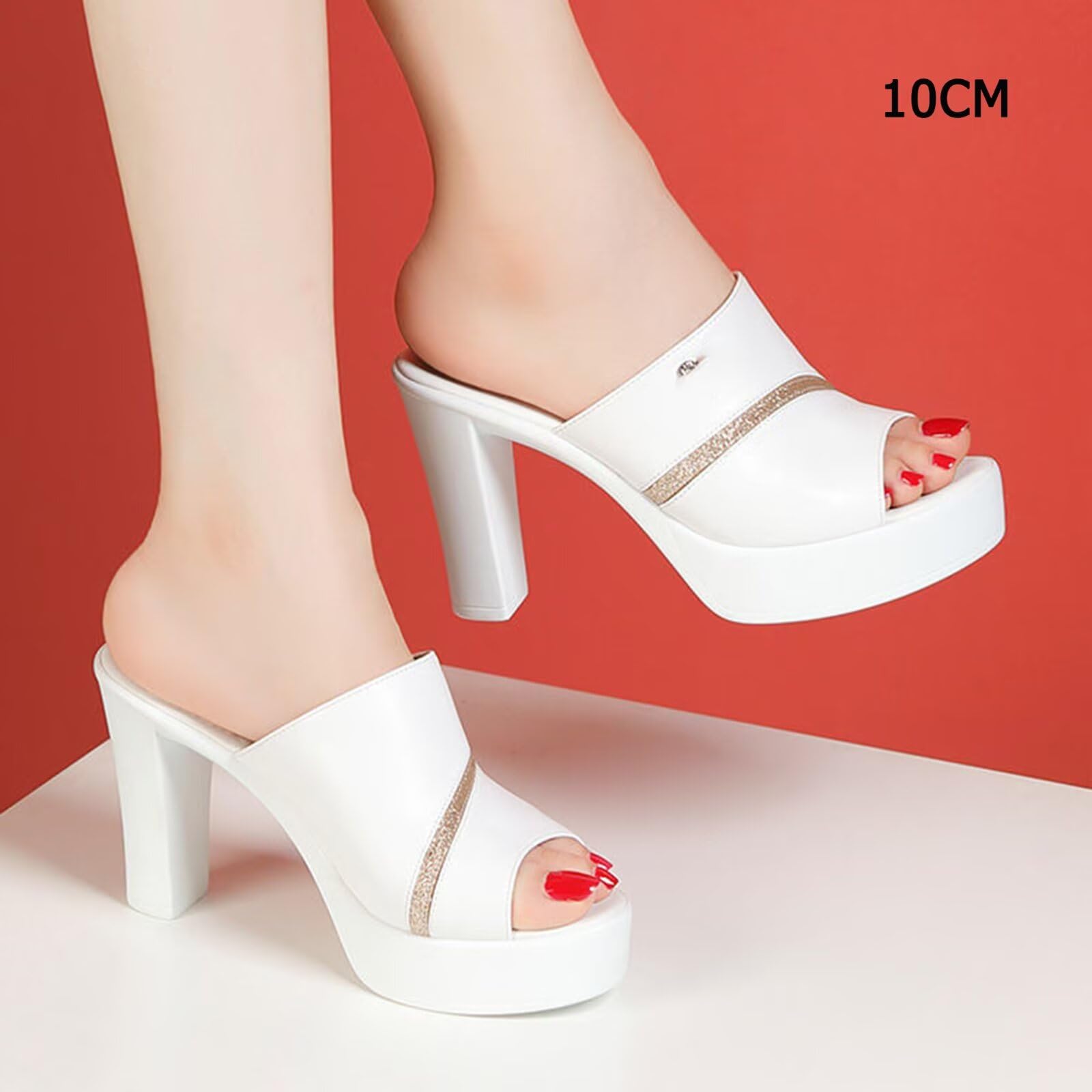 HNVAVQ Mules con Plateau Donna Sandali Estivi Tacco Largo Comodo Scarpe da Ufficio Cerimonia Elegante 8cm/10cm