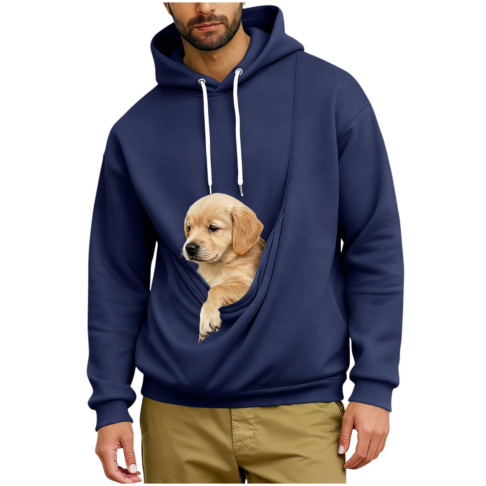 Sweat à capuche de transport pour homme | Sweat à poche kangourou pour chat et chien | Pull doublé en polaire