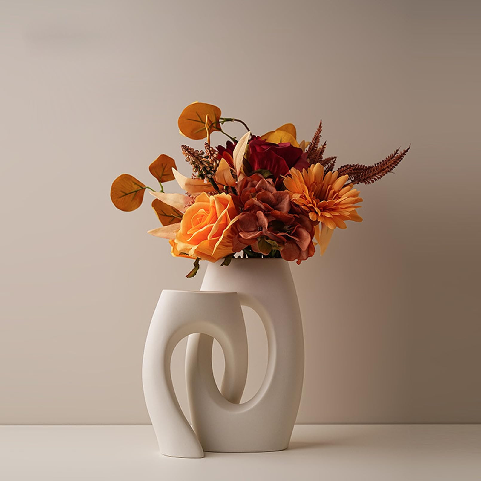 Matt Keramik Vase 2er Set,Deko Vasen für Moderne Boho Minimalismus-Stil