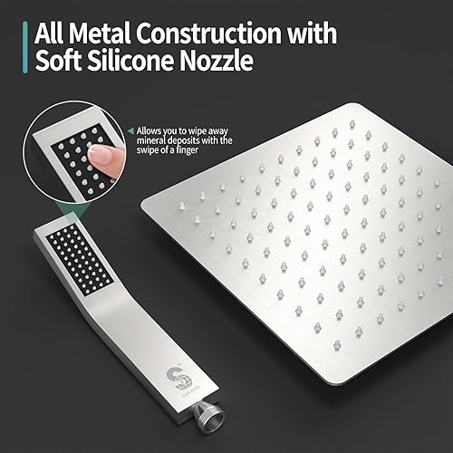 Miniatura 27 de SR SUN RISE Sistema de ducha negro mate de 12 pulgadas, latón de 12 pulgadas, mezclador de lluvia de lujo, conjunto combinado de ducha montado