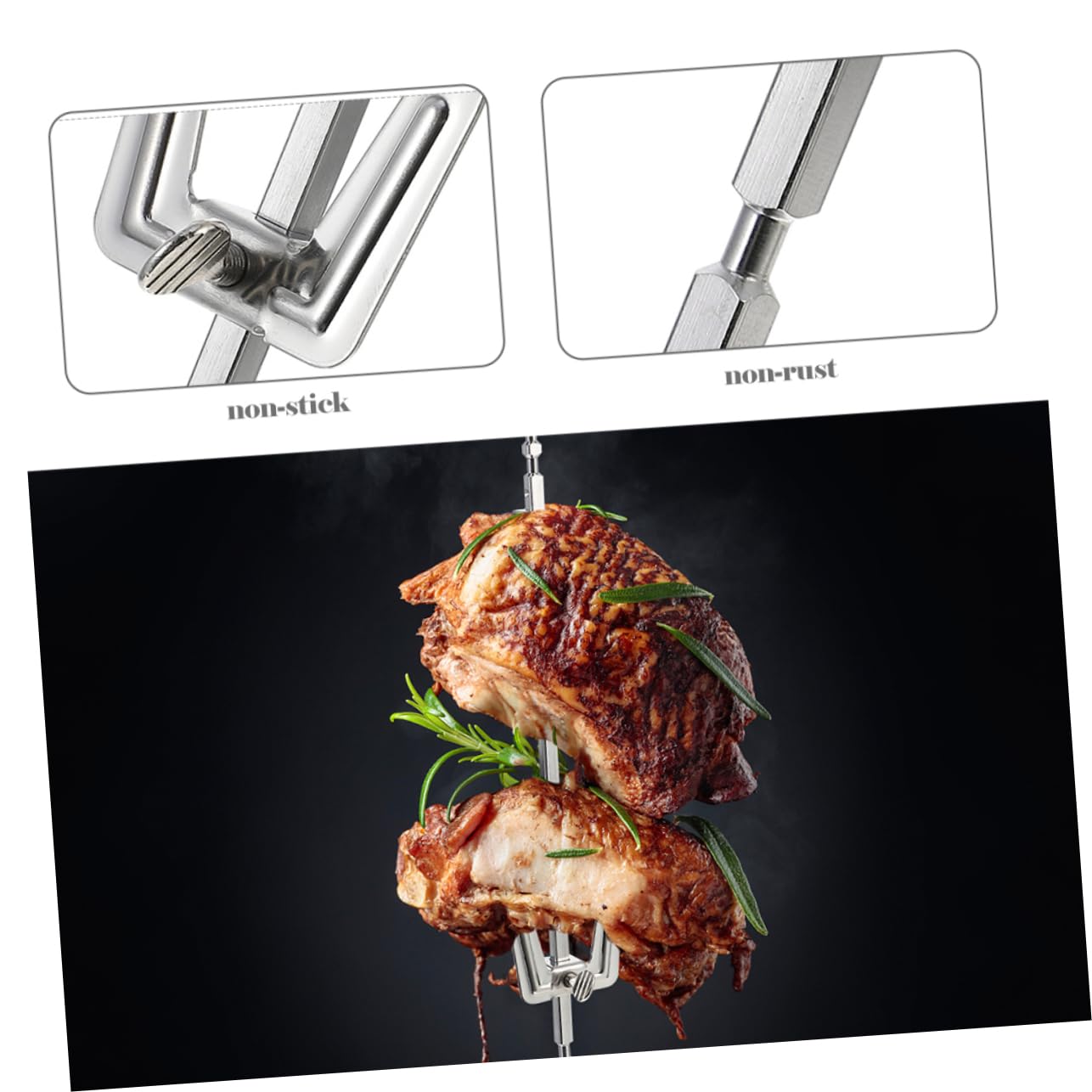 Toddmomy 3pezzi Forchette Bbq Inossidabile Girevoli e Versatili Per Grigliate Accessori Per Barbecue Per e