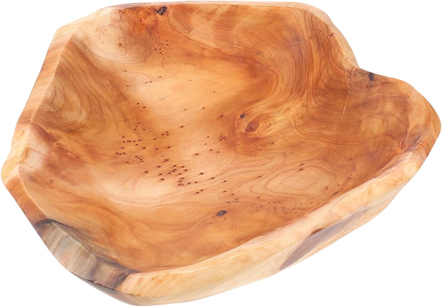 VALICLUD Wooden Fruit Bowl and Root Carved Fruit Tray 30-34cm Diameter Natural Solid Wood Snacks Container for Kitchen Storage and Serving