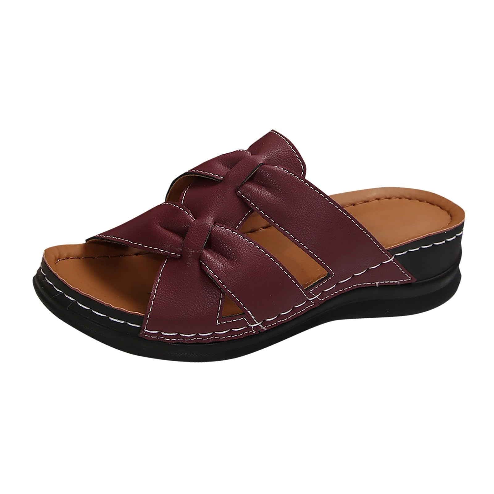 WILLBESTWomen's Wedges Sandals Cushioned Elastic Slingback Touch-Fasten Low Mid Casual Ankle Strap Strappy Glitter Summer Shoes Sandal