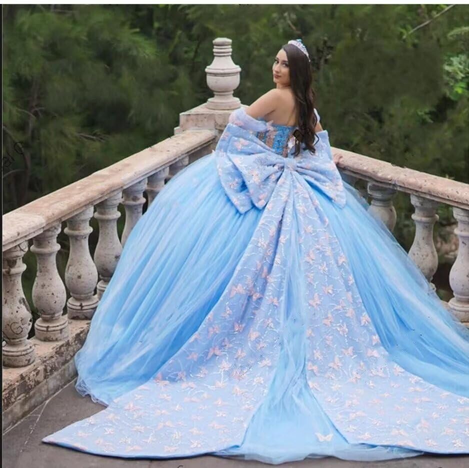 Butterfly Floral Lace Princess Quinceanera Dresses with Cape Beading Pageant Formal Dress Women 20252