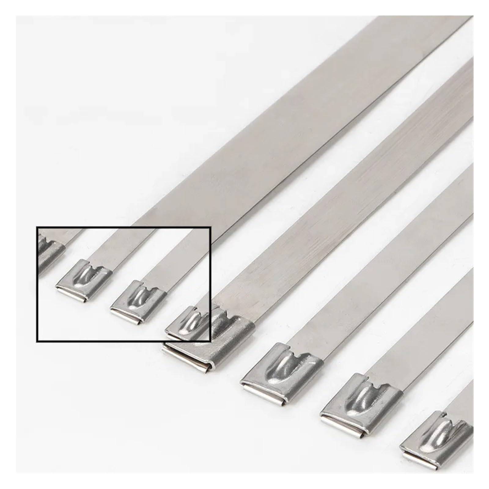 10 20 50 100 Uds 7,9mm 0,31 pulgadas bola autoblocante bridas for cables de acero inoxidable 304 envoltura de escape recubierto bloqueo Metal Zip-escape(50PCS,7.9x450mm)